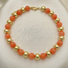 Oro Laminado Fancy Anklet, Gold Filled Style Ball Design, with Pink Pearl, Polished, Golden Finish, 03.63.2225.2.10 (08 MM Thickness, 10 Inches Length)