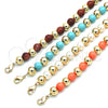 Oro Laminado Fancy Anklet, Gold Filled Style Ball Design, with Pink Pearl, Polished, Golden Finish, 03.63.2225.2.10 (08 MM Thickness, 10 Inches Length)