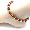 Oro Laminado Fancy Anklet, Gold Filled Style Ball Design, with Brown Goldstone Venturina, Polished, Golden Finish, 03.63.2225.3.10 (08 MM Thickness, 10 Inches Length)