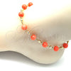 Oro Laminado Fancy Anklet, Gold Filled Style Ball Design, with Pink Pearl, Polished, Golden Finish, 03.63.2226.2.10 (08 MM Thickness, 10 Inches Length)