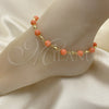 Oro Laminado Fancy Anklet, Gold Filled Style Ball Design, with Pink Pearl, Polished, Golden Finish, 03.63.2226.2.10 (08 MM Thickness, 10 Inches Length)