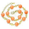 Oro Laminado Fancy Anklet, Gold Filled Style Ball Design, with Pink Pearl, Polished, Golden Finish, 03.63.2226.2.10 (08 MM Thickness, 10 Inches Length)