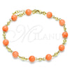 Oro Laminado Fancy Anklet, Gold Filled Style Ball Design, with Pink Pearl, Polished, Golden Finish, 03.63.2226.2.10 (08 MM Thickness, 10 Inches Length)