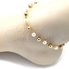 Oro Laminado Fancy Anklet, Gold Filled Style Ball Design, with Ivory Pearl, Polished, Golden Finish, 03.63.2227.10 (06 MM Thickness, 10 Inches Length)