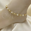 Oro Laminado Fancy Anklet, Gold Filled Style Ball Design, with Ivory Pearl, Polished, Golden Finish, 03.63.2227.10 (06 MM Thickness, 10 Inches Length)