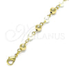 Oro Laminado Fancy Anklet, Gold Filled Style Ball Design, with Ivory Pearl, Polished, Golden Finish, 03.63.2227.10 (06 MM Thickness, 10 Inches Length)