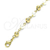 Oro Laminado Fancy Anklet, Gold Filled Style Ball Design, with Ivory Pearl, Polished, Golden Finish, 03.63.2227.10 (06 MM Thickness, 10 Inches Length)