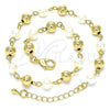 Oro Laminado Fancy Anklet, Gold Filled Style Ball Design, with Ivory Pearl, Polished, Golden Finish, 03.63.2227.10 (06 MM Thickness, 10 Inches Length)