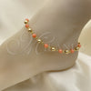 Oro Laminado Fancy Anklet, Gold Filled Style Ball Design, with Pink Pearl, Polished, Golden Finish, 03.63.2227.2.10 (06 MM Thickness, 10 Inches Length)