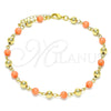 Oro Laminado Fancy Anklet, Gold Filled Style Ball Design, with Pink Pearl, Polished, Golden Finish, 03.63.2227.2.10 (06 MM Thickness, 10 Inches Length)