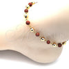 Oro Laminado Fancy Anklet, Gold Filled Style Ball Design, with Brown Goldstone Venturina, Polished, Golden Finish, 03.63.2227.3.10 (06 MM Thickness, 10 Inches Length)