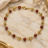 Oro Laminado Fancy Anklet, Gold Filled Style Ball Design, with Brown Goldstone Venturina, Polished, Golden Finish, 03.63.2227.3.10 (06 MM Thickness, 10 Inches Length)