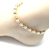 Oro Laminado Fancy Anklet, Gold Filled Style Ball Design, with Ivory Pearl, Polished, Golden Finish, 03.63.2228.10 (06 MM Thickness, 10 Inches Length)