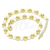 Oro Laminado Fancy Anklet, Gold Filled Style Ball Design, with Ivory Pearl, Polished, Golden Finish, 03.63.2228.10 (06 MM Thickness, 10 Inches Length)