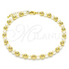 Oro Laminado Fancy Anklet, Gold Filled Style Ball Design, with Ivory Pearl, Polished, Golden Finish, 03.63.2228.10 (06 MM Thickness, 10 Inches Length)