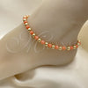 Oro Laminado Fancy Anklet, Gold Filled Style Ball Design, with Pink Pearl, Polished, Golden Finish, 03.63.2228.2.10 (06 MM Thickness, 10 Inches Length)