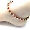 Oro Laminado Fancy Anklet, Gold Filled Style Ball Design, with Brown Goldstone Venturina, Polished, Golden Finish, 03.63.2228.3.10 (06 MM Thickness, 10 Inches Length)
