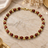 Oro Laminado Fancy Anklet, Gold Filled Style Ball Design, with Brown Goldstone Venturina, Polished, Golden Finish, 03.63.2228.3.10 (06 MM Thickness, 10 Inches Length)