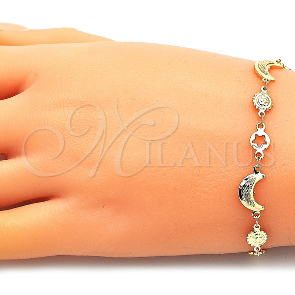 Gold Filled Bracelet — Fancy Bracelet Moon and Sun Design Polished 03. — alternate product view — SKU 146562 | Oro Laminado brazalete — elegante Bracelet Moon and Sun diseño pulido 03. — SKU 146562
