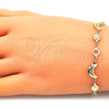 Oro Laminado Fancy Bracelet, Gold Filled Style Moon and Sun Design, Polished, Golden Finish, 03.326.0020.07 (08 MM Thickness, 7 Inches Length)