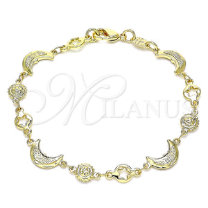 Gold Filled Bracelet — Fancy Bracelet Moon and Sun Design Polished 03. — main product view — SKU 146562 | Oro Laminado brazalete — elegante Bracelet Moon and Sun diseño pulido 03. — SKU 146562