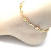 Oro Laminado Fancy Anklet, Gold Filled Style Lock and key Design, Polished, Golden Finish, 03.326.0021.10 (08 MM Thickness, 10 Inches Length)