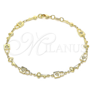 Gold Filled Anklet — Fancy Anklet Lock and key Design Polished 03. — main product view — SKU 146564 | Oro Laminado tobillera — elegante Anklet Lock and key diseño pulido 03. — SKU 146564