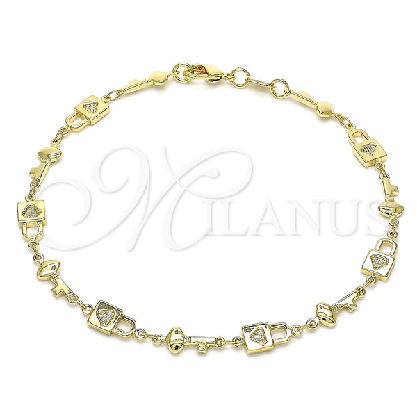 Gold Filled Anklet — Fancy Anklet Lock and key Design Polished 03. — main product view — SKU 146564 | Oro Laminado tobillera — elegante Anklet Lock and key diseño pulido 03. — SKU 146564