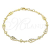 Oro Laminado Fancy Anklet, Gold Filled Style Lock and key Design, Polished, Golden Finish, 03.326.0021.10 (08 MM Thickness, 10 Inches Length)