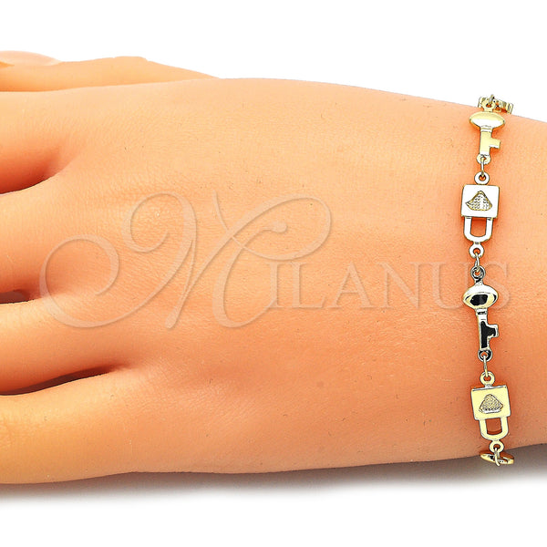 Gold Filled Bracelet — Fancy Bracelet Lock and key Design Polished 03. — alternate product view — SKU 146565 | Oro Laminado brazalete — elegante Bracelet Lock and key diseño pulido 03. — SKU 146565
