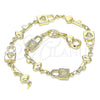 Oro Laminado Fancy Bracelet, Gold Filled Style Lock and key Design, Polished, Golden Finish, 03.326.0021.08 (06 MM Thickness, 8 Inches Length)