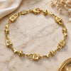 Oro Laminado Fancy Bracelet, Gold Filled Style Lock and key Design, Polished, Golden Finish, 03.326.0021.08 (06 MM Thickness, 8 Inches Length)