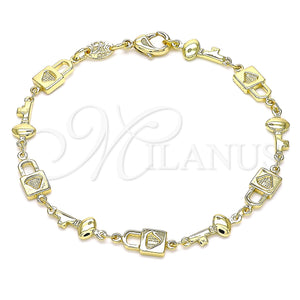 Gold Filled Bracelet — Fancy Bracelet Lock and key Design Polished 03. — main product view — SKU 146565 | Oro Laminado brazalete — elegante Bracelet Lock and key diseño pulido 03. — SKU 146565