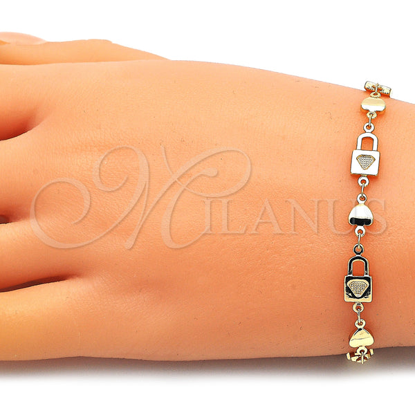 Gold Filled Bracelet — Fancy Bracelet Lock and Heart Design Polished 03. — alternate product view — SKU 146568 | Oro Laminado brazalete — elegante Bracelet Lock and corazón diseño pulido 03. — SKU 146568