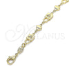 Oro Laminado Fancy Bracelet, Gold Filled Style Lock and Heart Design, Polished, Golden Finish, 03.326.0022.08 (06 MM Thickness, 8 Inches Length)