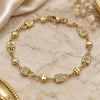 Oro Laminado Fancy Bracelet, Gold Filled Style Lock and Heart Design, Polished, Golden Finish, 03.326.0022.08 (06 MM Thickness, 8 Inches Length)