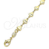 Oro Laminado Fancy Bracelet, Gold Filled Style Heart Design, Polished, Golden Finish, 03.326.0023.07 (06 MM Thickness, 7 Inches Length)