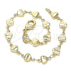 Oro Laminado Fancy Bracelet, Gold Filled Style Heart Design, Polished, Golden Finish, 03.326.0023.07 (06 MM Thickness, 7 Inches Length)