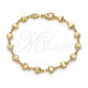 Oro Laminado Fancy Bracelet, Gold Filled Style Heart Design, Polished, Golden Finish, 03.326.0023.07 (06 MM Thickness, 7 Inches Length)