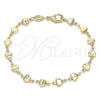 Oro Laminado Fancy Bracelet, Gold Filled Style Heart Design, Polished, Golden Finish, 03.326.0023.07 (06 MM Thickness, 7 Inches Length)