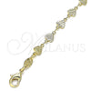 Oro Laminado Fancy Anklet, Gold Filled Style Heart Design, Diamond Cutting Finish, Golden Finish, 03.326.0024.10 (06 MM Thickness, 10 Inches Length)