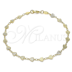 Gold Filled Anklet — Fancy Anklet Heart Design Diamond Cutting 03. 06 — main product view — SKU 146573 | Oro Laminado tobillera — elegante Anklet corazón diseño Diamond Cutting 03. 06 — SKU 146573