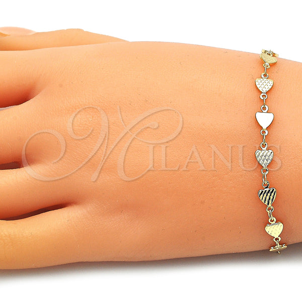 Gold Filled Bracelet — Fancy Bracelet Heart Design Diamond Cutting 03. 06 — alternate product view — SKU 146574 | Oro Laminado brazalete — elegante Bracelet corazón diseño Diamond Cutting 03. 06 — SKU 146574