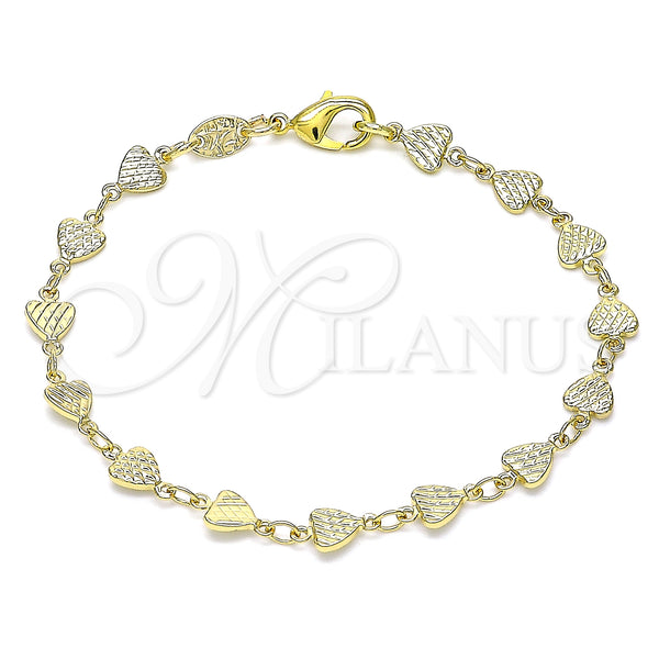 Gold Filled Bracelet — Fancy Bracelet Heart Design Diamond Cutting 03. 06 — main product view — SKU 146574 | Oro Laminado brazalete — elegante Bracelet corazón diseño Diamond Cutting 03. 06 — SKU 146574