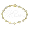 Oro Laminado Fancy Bracelet, Gold Filled Style Heart Design, Diamond Cutting Finish, Golden Finish, 03.326.0024.07 (06 MM Thickness, 7 Inches Length)