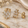 Oro Laminado Stud Earring, Gold Filled Style Baguette Design, with Champagne Cubic Zirconia, Polished, Golden Finish, 02.310.0053