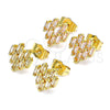 Oro Laminado Stud Earring, Gold Filled Style Baguette Design, with Champagne Cubic Zirconia, Polished, Golden Finish, 02.310.0053