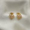 Oro Laminado Stud Earring, Gold Filled Style Baguette Design, with Pink Cubic Zirconia, Polished, Golden Finish, 02.310.0053.1