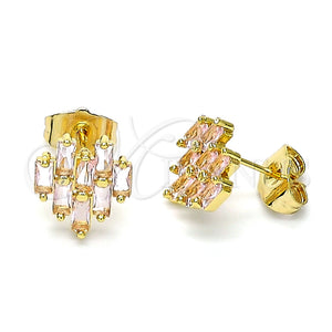 Gold Filled Ring — Stud Earring Baguette Design with Pink Cubic Zirconia — main product view — SKU 146580 | Oro Laminado anillo — Stud Earring Baguette diseño with Pink Cubic Zirconia — SKU 146580