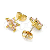 Gold Filled Ring — Stud Earring Flower Design with Pink Cubic Zirconia — alternate product view — SKU 146585 | Oro Laminado anillo — Stud Earring flor diseño with Pink Cubic Zirconia — SKU 146585